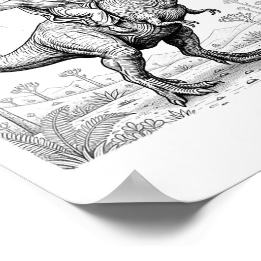 Jesus Riding Dinosaur T-rex Ufo Hunting Alien Sci- ポスター (角)