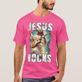 Jesus Rocks With Guitar - Christian Rocks Ch Tシャツ (正面)