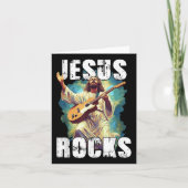 Jesus Rocks With Guitar - Funny Christian Rocks Ch カード (正面)