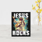 Jesus Rocks With Guitar - Funny Christian Rocks Ch カード (黄色い花)