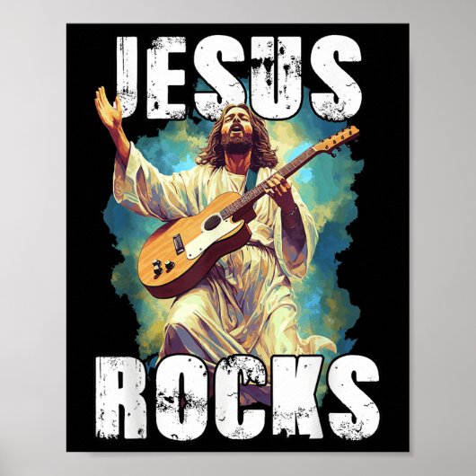 Jesus Rocks With Guitar - Funny Christian Rocks Ch ポスター (正面)