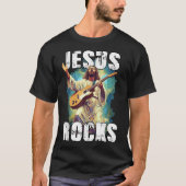Jesus Rocks With Guitar - Funny Christian Rocks Ch Tシャツ (正面)