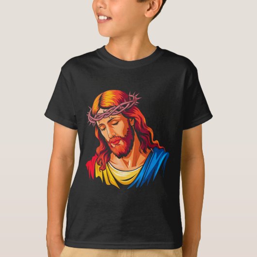Jesus Rtrait Art Christian Religious Tシャツ (正面)