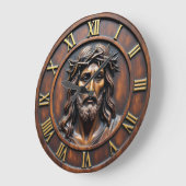 Jesus Sacred Portrait Roman Numeral ラージ壁時計 (傾斜)