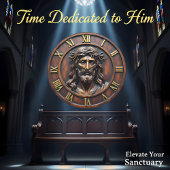 Jesus Sacred Portrait Roman Numeral ラージ壁時計