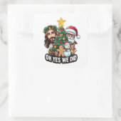 Jesus Santa Christmas Tree Oh Yes スクエアシール (バッグ)