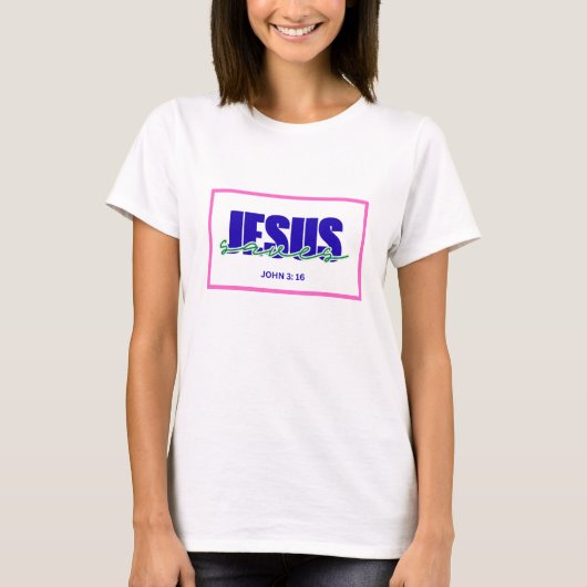 Jesus Saves Bold Christian T-Shirt Tシャツ (正面)