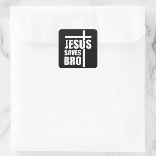 Jesus Saves Bro スクエアシール (バッグ)