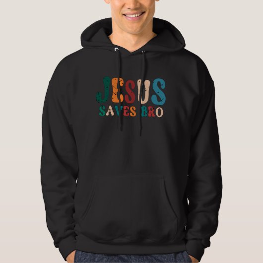 JESUS SAVES BRO VINTAGE RETRO パーカ (正面)