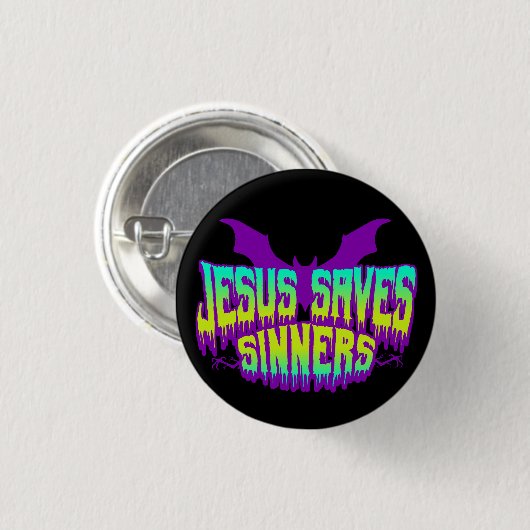 Jesus Saves Goths Button 缶バッジ (正面&裏面)