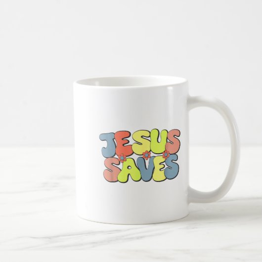 Jesus Saves - Hipe Flower Child Style コーヒーマグカップ (右)