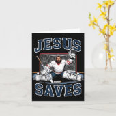 Jesus Saves Hockey Player Team God Hockey Lovers H カード (黄色い花)