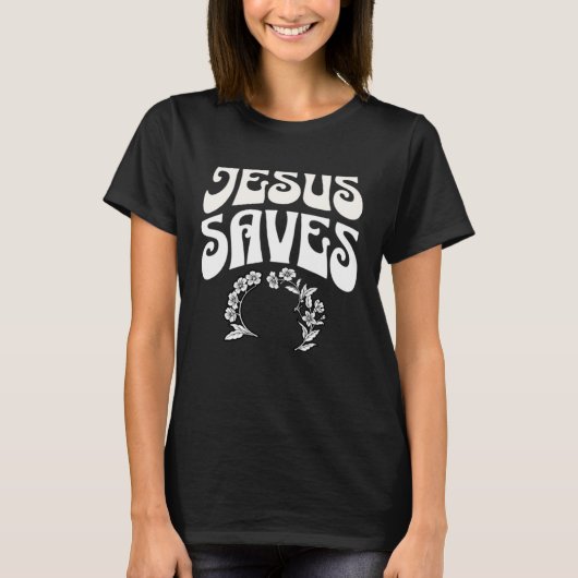 Jesus Saves Message of Salvation Christian Faith R Tシャツ (正面)