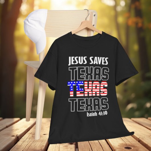  JESUS SAVES TEXAS USA BIBLE VERSE Tシャツ