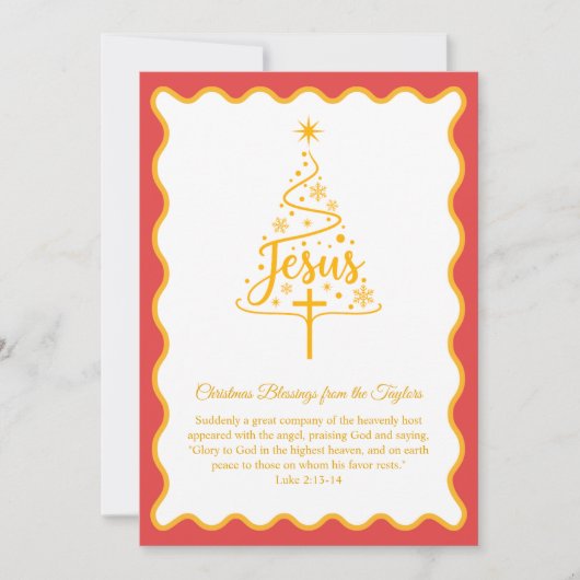Jesus Script Christmas Tree Blessings シーズンカード (正面)