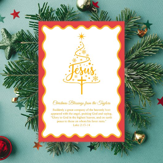 Jesus Script Christmas Tree Blessings シーズンカード