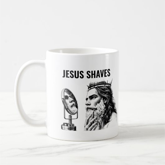 Jesus Shaves - Funny Jesus Meme コーヒーマグカップ (左)
