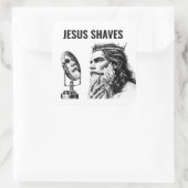 Jesus Shaves - Funny Jesus Meme スクエアシール (バッグ)