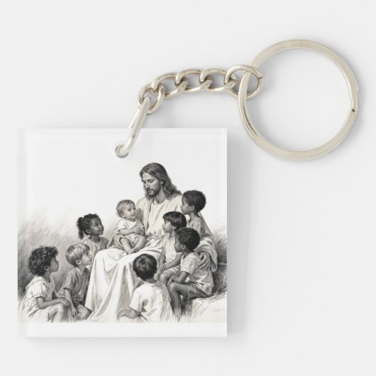 Jesus Sitting with Children キーホルダー (裏面)