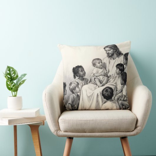 Jesus Sitting with Children クッション (椅子)