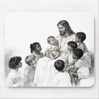 Jesus Sitting with Children マウスパッド