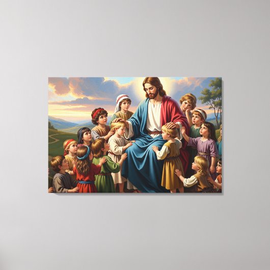 Jesus Surrounded by Children キャンバスプリント (正面)