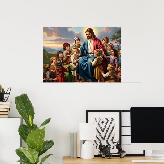 Jesus Surrounded by Children ポスター (ホームオフィス)