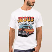 Jesus Take the Wheel Vintage Muscle Car Tシャツ (正面)