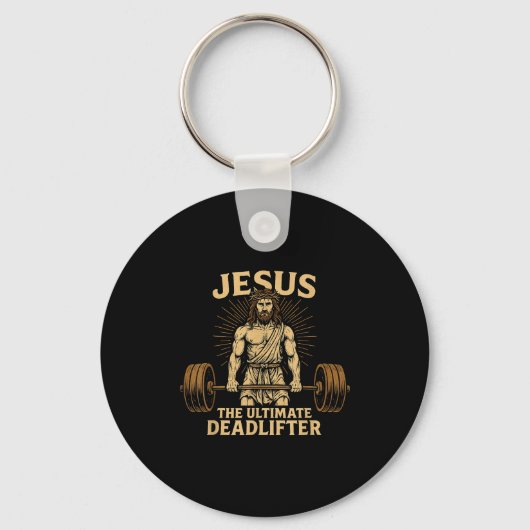 Jesus The Deadlifter Christian Fitness  キーホルダー (正面)