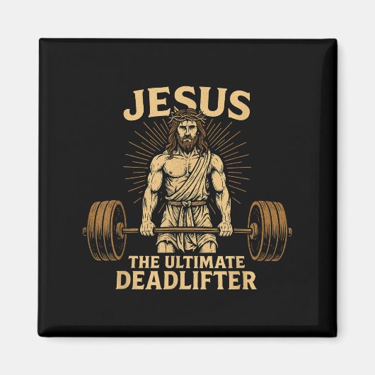 Jesus The Deadlifter Christian Fitness マグネット (正面)