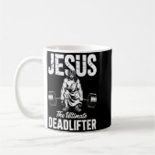 Jesus The Deadlifter Funny Christian Gym Pun  コーヒーマグカップ (左)