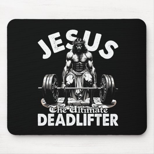 Jesus The Ultimate Deadlifter Jesus Deadlifting Ch マウスパッド (正面)
