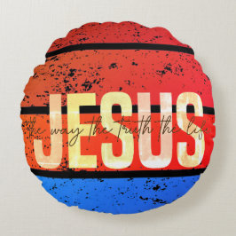 Jesus, the way the truth and the life sunset ラウンドクッション