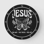 Jesus The Way The Truth The Life Butterfly ラウンド壁時計 (正面)