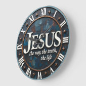 Jesus The Way Truth Life ラージ壁時計 (傾斜)