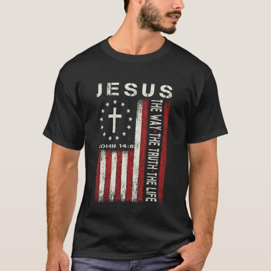 Jesus The Way Truth Life God Christian Bible Faith Tシャツ (正面)