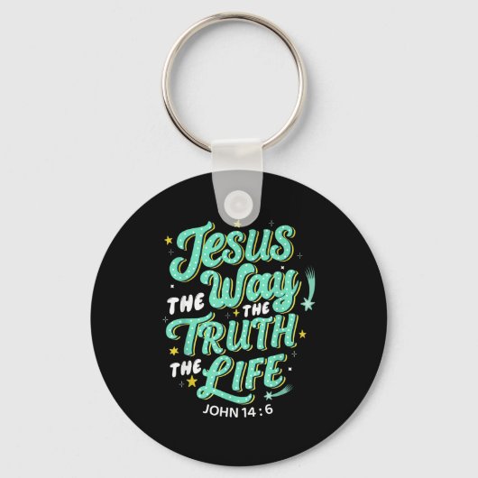Jesus The Way Truth Life John 14 6 Christian Bible キーホルダー (正面)