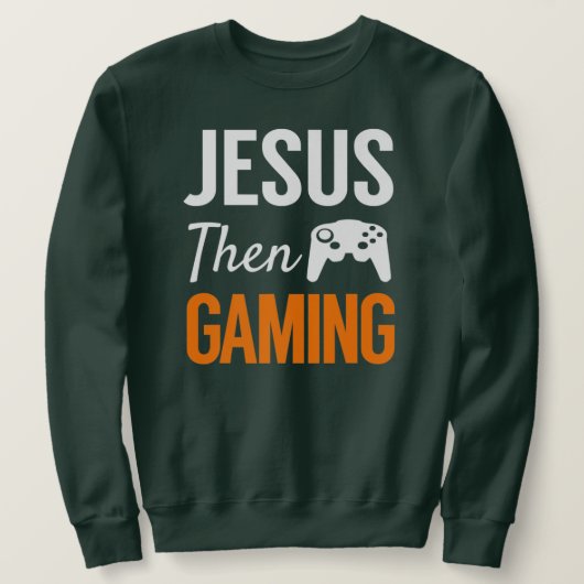 Jesus Then Gaming Funny Christian Video Game スウェットシャツ (デザイン正面)