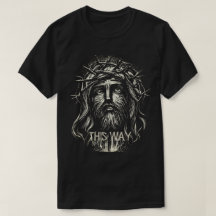 Jesus "This Way"グラフィックはっきりしたTシャツ