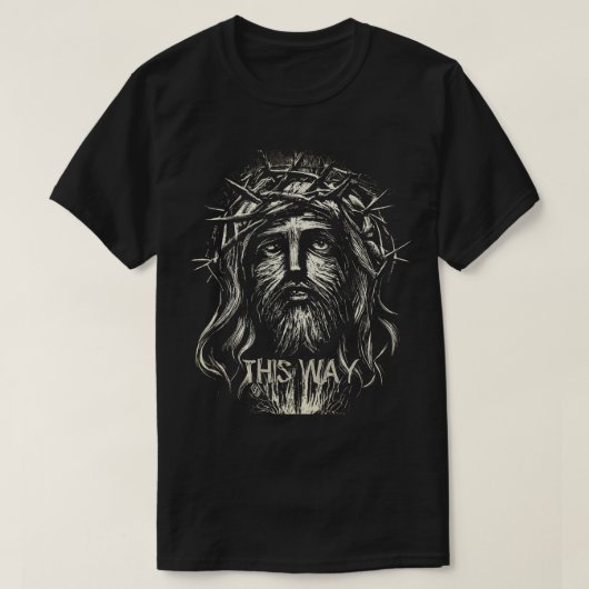 Jesus "This Way"グラフィックはっきりしたTシャツ Tシャツ (デザイン正面)