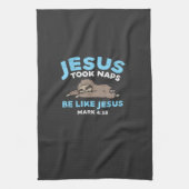 Jesus Took Naps Sloth Funny Bible Verse God Christ キッチンタオル (縦)