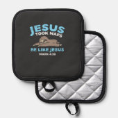 Jesus Took Naps Sloth Funny Bible Verse God Christ 鍋敷き (正面/裏面)