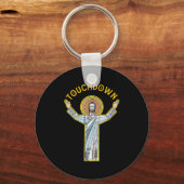 Jesus Touchdown Fun Christian Faith Saying Meme Ch キーホルダー (正面)