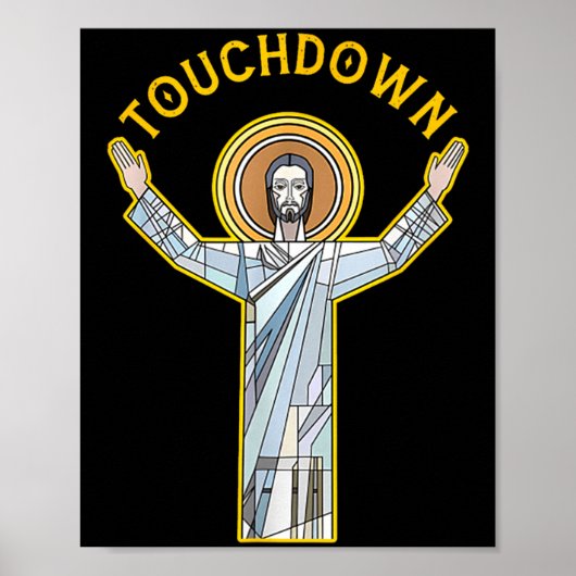 Jesus Touchdown Fun Christian Faith Saying Meme Ch ポスター (正面)