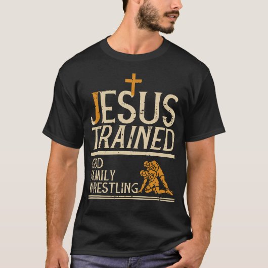 Jesus Trained God Family Wrestling Christian Wrest Tシャツ (正面)