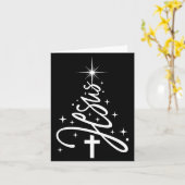 Jesus Tree Christian Christmas Faith Snowflakes Cr カード (黄色い花)