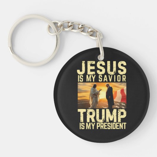Jesus Trump - 主イエスは私の救世主 キーホルダー (正面)