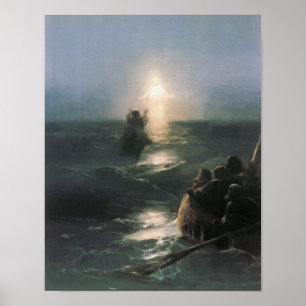 Jesus Walking on Water, Ivan Aivazovsky Painting ポスター