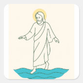 Jesus Walking on Water Sticker スクエアシール (正面)