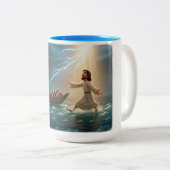 Jesus Walking On Water To Save Peter ツートーンマグカップ (正面右)